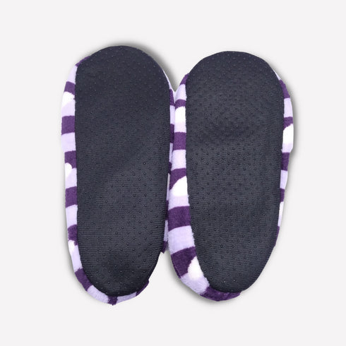 Women's Super Soft Fuzzy Slippers with Purple Stripes